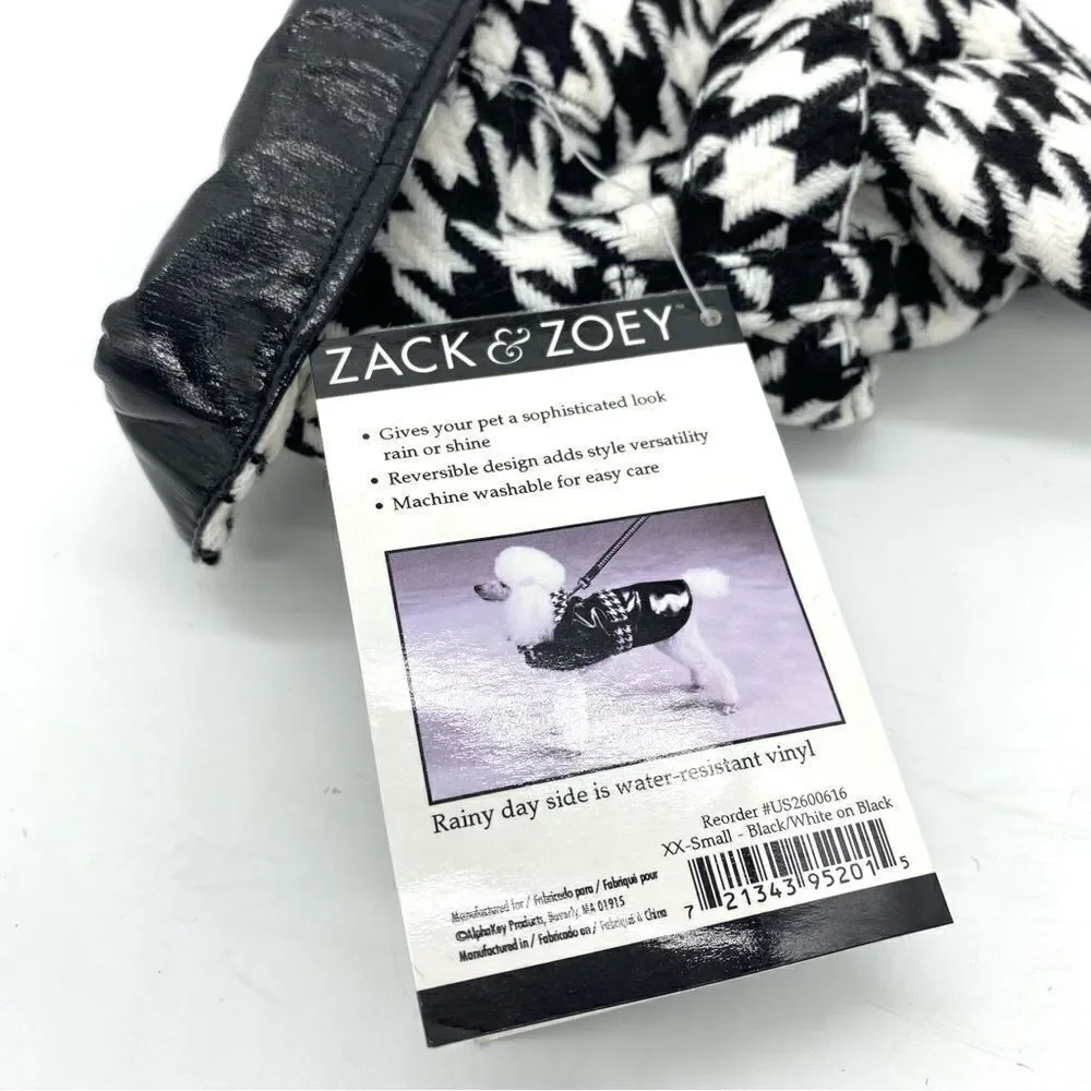 Zack & Zoey Houndstooth Dog Reversible Rain Jacket Coat XXS